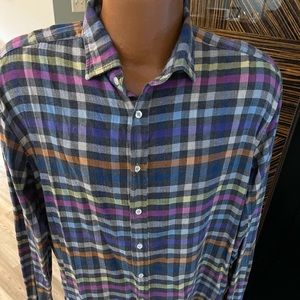 Etro men’s multicolored striped cotton / flannel shirt